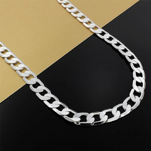 Colar de prata esterlina 925 para homens 20/24 polegadas clássico 10MM cadeia jóias casamento Natal 1