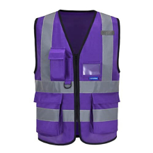 A-SAFETY Lila Reflekterande Säkerhetsväst 7 Fickor Hi Vis Hållbar Västen