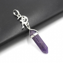 Crescent Natural Stone Crystal Pendant Necklace Hexagonal Pointed Amethysts Quartz Charms Spiritual Pendant Healing Jewelry Girl