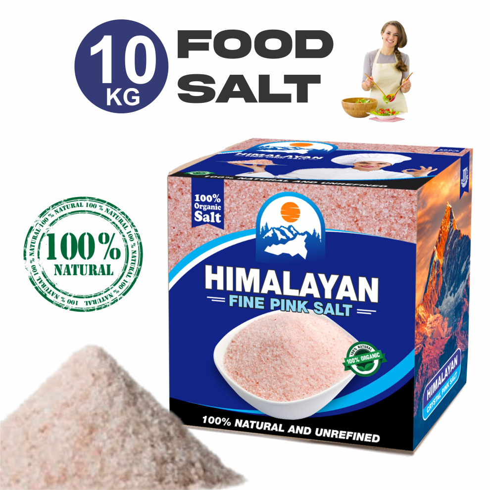 Onex 10Kg Himalayan Salt - Fine Grade, Food-Grade Natural Rock Salt With 84 Trace Minerals Pink