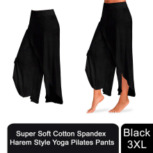 (Black - XXXL) Super Soft Modal Spandex Yoga Pilates Pants