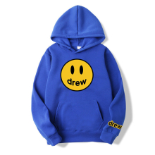 (blue, L) Printed Drew House Justin Bieber Monogram Men's and Women's Casual Loose Hooded Sweatshirt