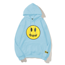 (light blue, M) Printed Drew House Justin Bieber Monogram Men's and Women's Casual Loose Hooded Sweatshirt