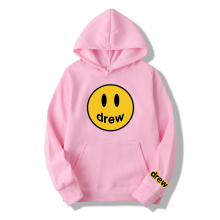 (pink, S) Printed Drew House Justin Bieber Monogram Men's and Women's Casual Loose Hooded Sweatshirt