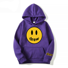 (purple, L) Printed Drew House Justin Bieber Monogram Men's and Women's Casual Loose Hooded Sweatshirt