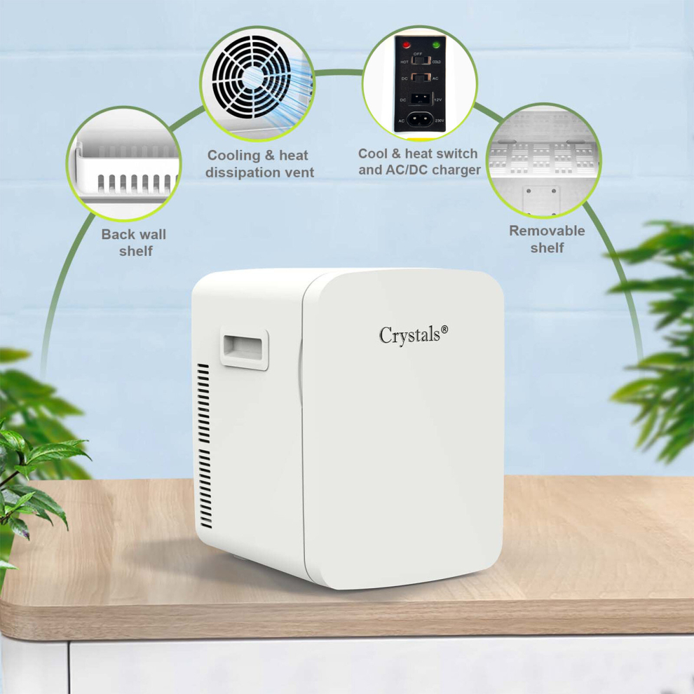 (15L Mini Fridge WHITE) 15L Electric Cooler & Warmer for Home, Office, and Travel
