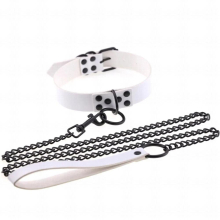 Womens Punk Gothic Leash Collar Accessories Sexy PU Leather Slave Collar Traction Rope BDSM Bondage Necklace
