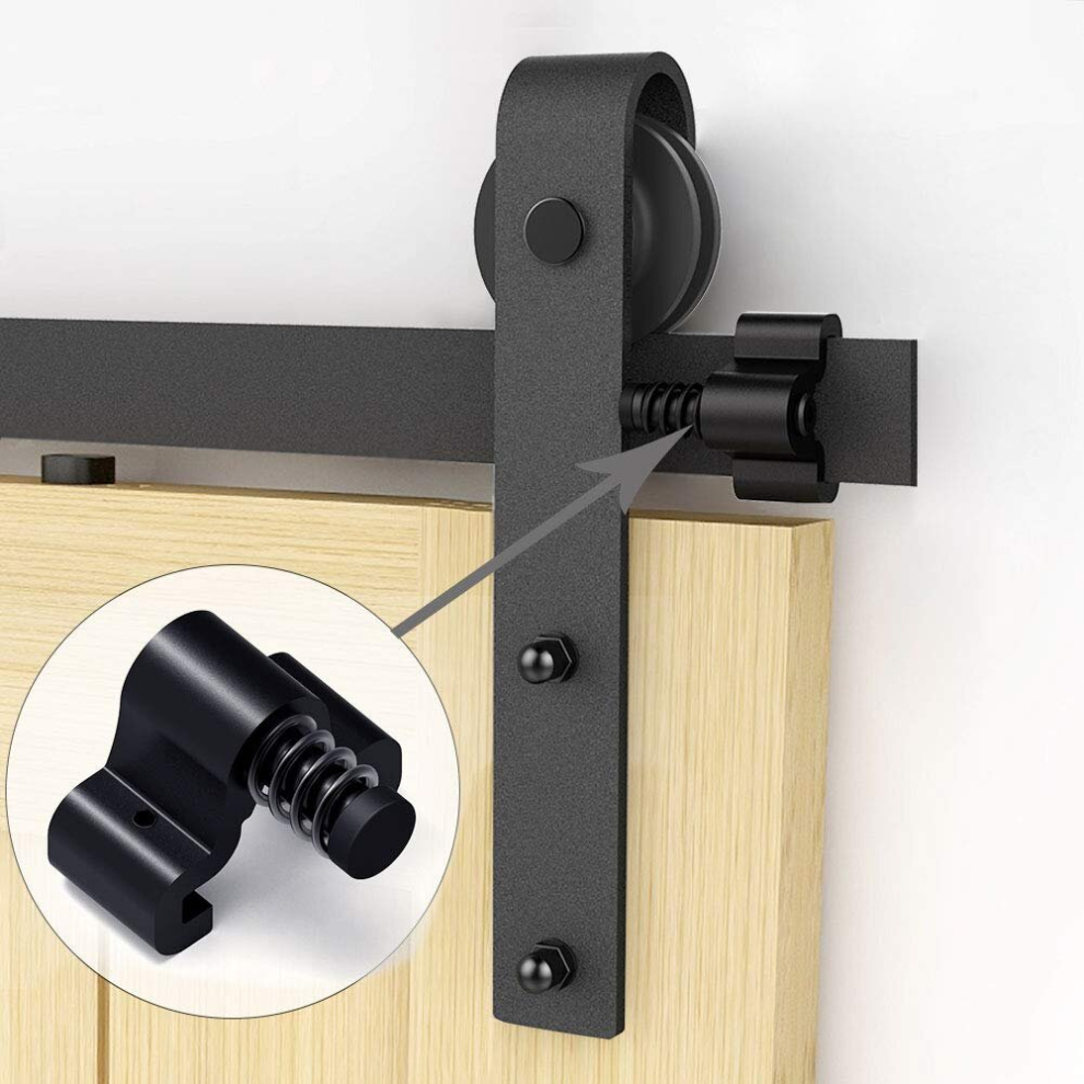 But?e de porte de grange coulissante Ccjh Mise ? niveau des but?es de porte de grange Mat?riel pour rail sup?rieur 1 paire Noir