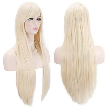 Akstore Peruker 32 tum Lång Rak Anime Mode Kvinna Cosplay Peruk (Blond)