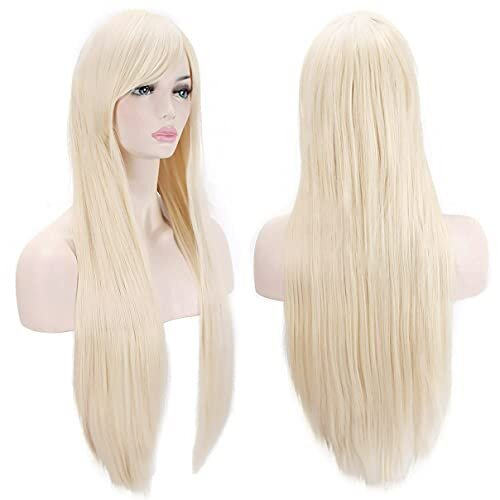 Akstore Parrucche 32 pollici Lunghe Lisce Anime Moda per Cosplay (Bionda)