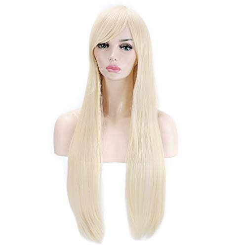Akstore Parrucche 32 pollici Lunghe Lisce Anime Moda per Cosplay (Bionda) 2