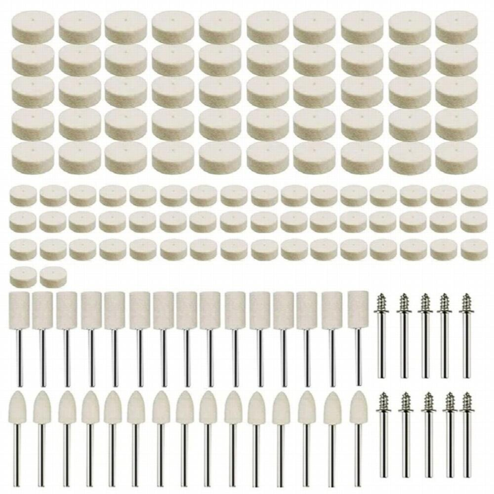 140Pcs Felt Polishing Attachment Set Wool Felt Polishing Disc Polishing Heads Turning Tool Accessory 885667983718