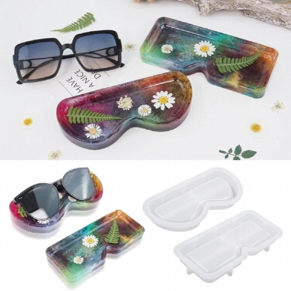 2Pcs Sunglasses Display Tray Resin Molds Mirror Sunglasses Storage Box Epoxy Moulds for Making DIY Crafts Jewelry