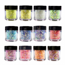 12 Bottles Glow in The Dark Glitter Luminous Nail Glitter Holographic Sequin Chunky Powder Body Eye Hair Jewelry Making