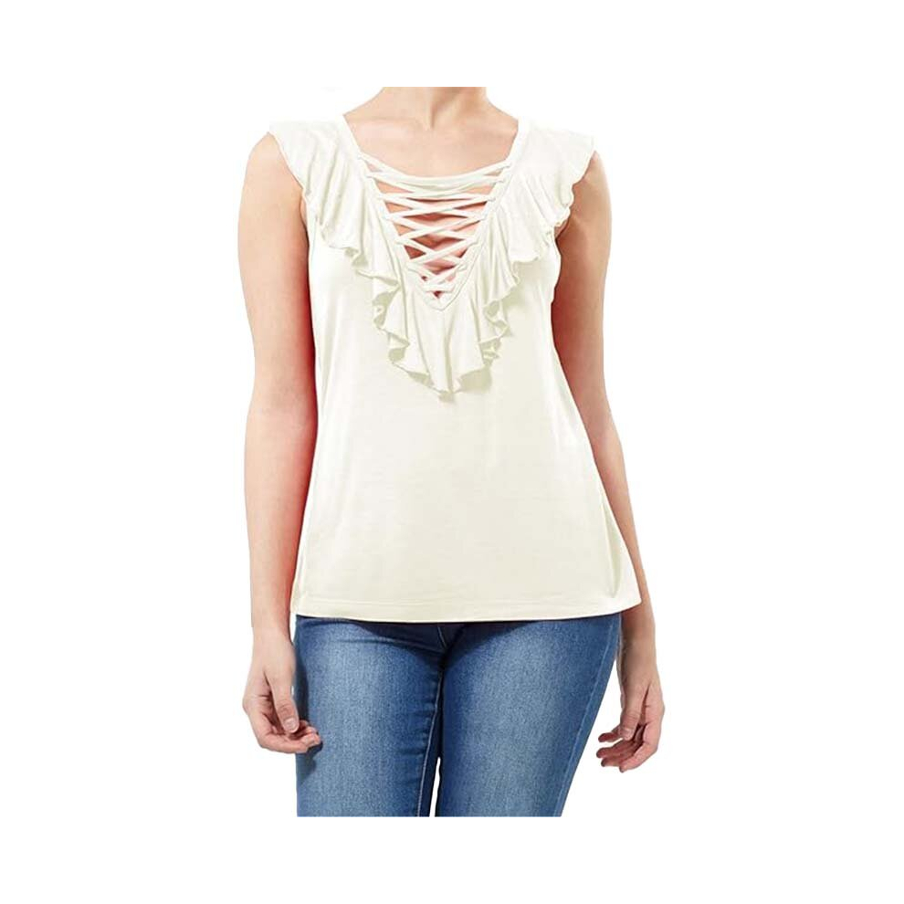 (Cream, M) BRAVE SOUL Womens Vest Tank Tops Sleeveless