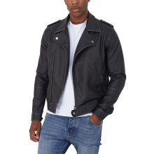 (Black, L) BRAVE SOUL Mens Biker Jacket Black Winter Outwear