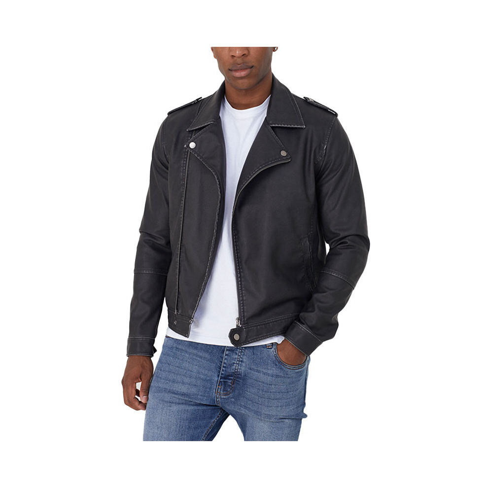 Brave Soul (, L) Mens Biker Jacket Winter Outwear Black