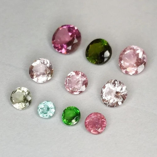 Multicolor tourmaline round cut 2.5-4.5mm 1ct 1