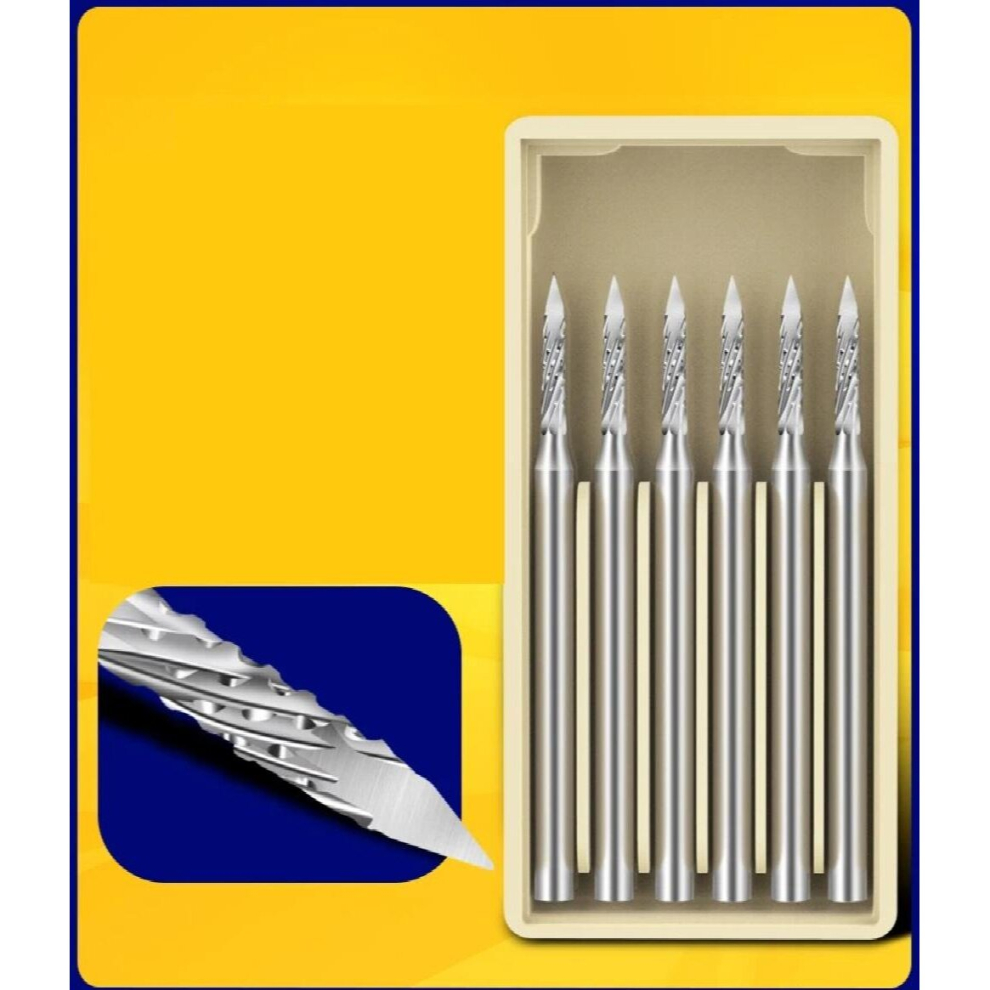 6Pctungsten Carbide Burr Rotary Files Engraving Tool Power Alloy Steel Olive Amber Carving End Mill Woodworking Router Bit 885667982629