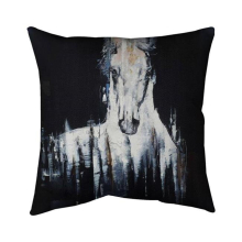 26 x 26 in. Abstract White Horse on Black Background-Double Sided Print Indoor Pillow