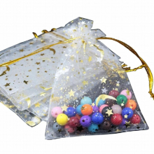 100Pcs Moon Star Drawstring Organza Bags Drawstring Small Jewelry Gift Bag Pouch