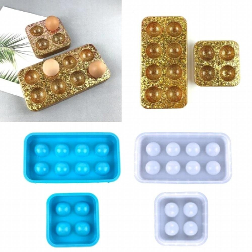 2 Pcs Egg Tray Rack Organizer Epoxy Silicone Molds for Refrigerator Kitchen 3D DIY Making Home Decor Crafts 2