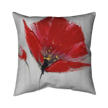 20 x 20 in. Two Red Flowers on Grey Background-Double Sided Print Indoor Pillow