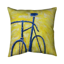 26 x 26 in. Blue Bike on Yellow Background-Double Sided Print Indoor Pillow