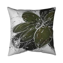 20 x 20 in. Green Flower with Splash Outline-Double Sided Print Indoor Pillow