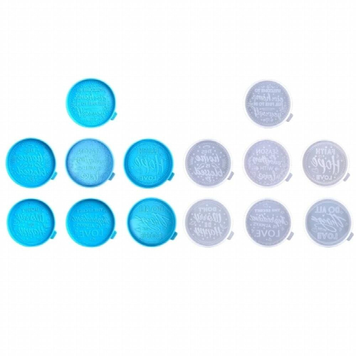 Letters Pattern Round Silicone Mold Drop Coaster Placemat Mold for Diy Craft 1