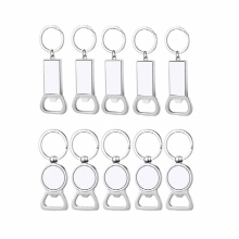 10 Pcs Sublimation Blank Keychains Sublimation Metal Bottle Opener Blank Key Ring Aluminum Heat Transfer Keychain