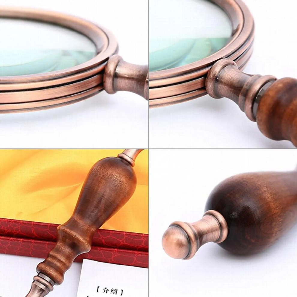 10X Magnification Handheld Magnifier with Wooden Handle for Kids Old People