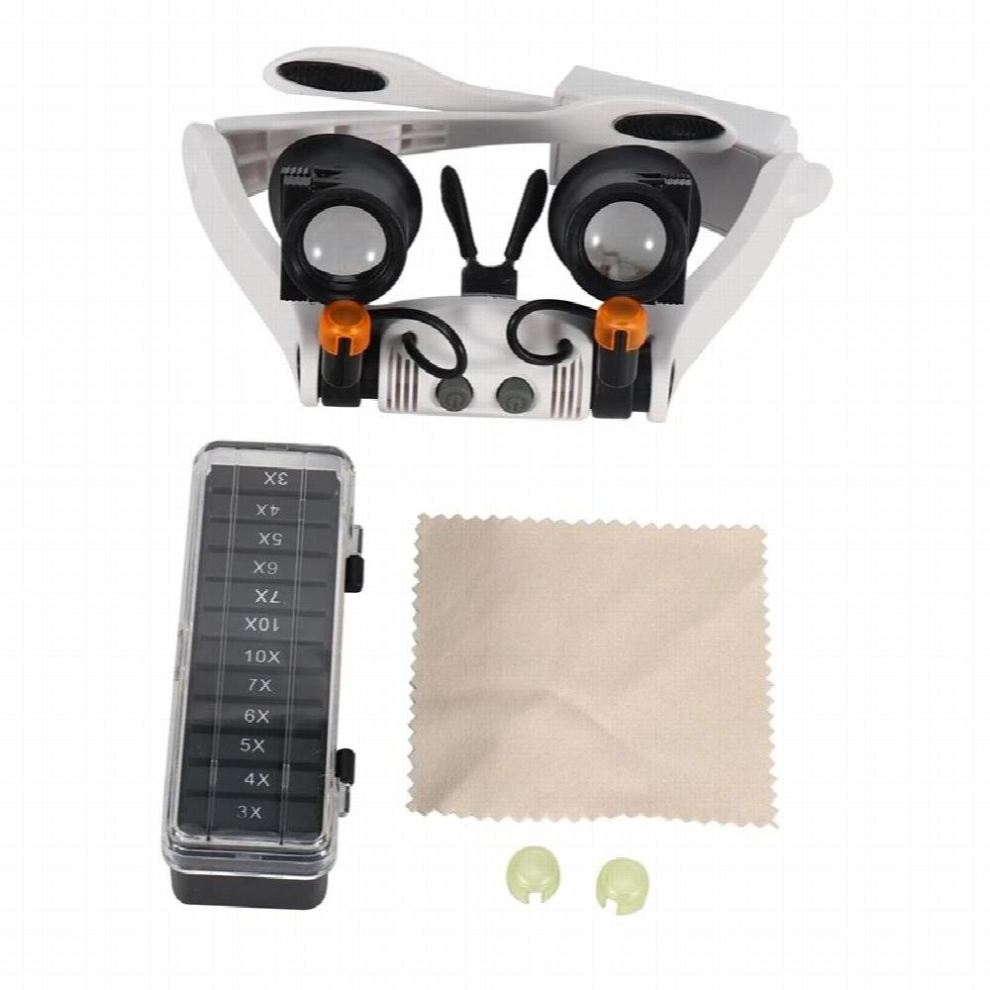 Light Led Lamp Double Eye Glasses Loupe Lens Glasses Magnifier Watchmaker Jewelry Optical Lens Magnification Magnifying Glass