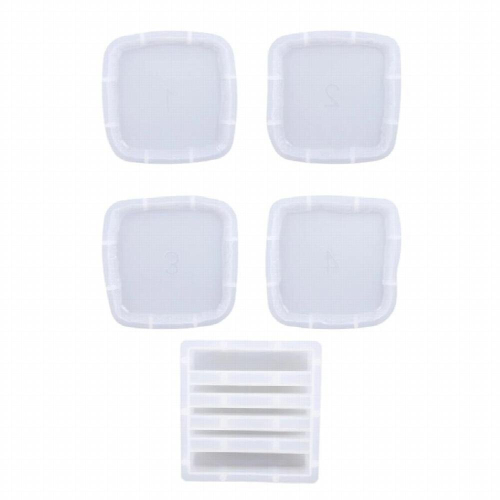 5Pieces/set Irregular Edge Coaster Moulds Round Square Oval Shape Cup Mat Mold