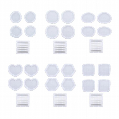 5Pieces/set Irregular Edge Coaster Moulds Round Square Oval Shape Cup Mat Mold 1