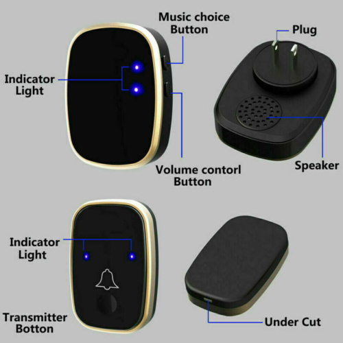 Wireless Doorbell Waterproof 1000FT Range Door Bells Kit Cordless 45 2