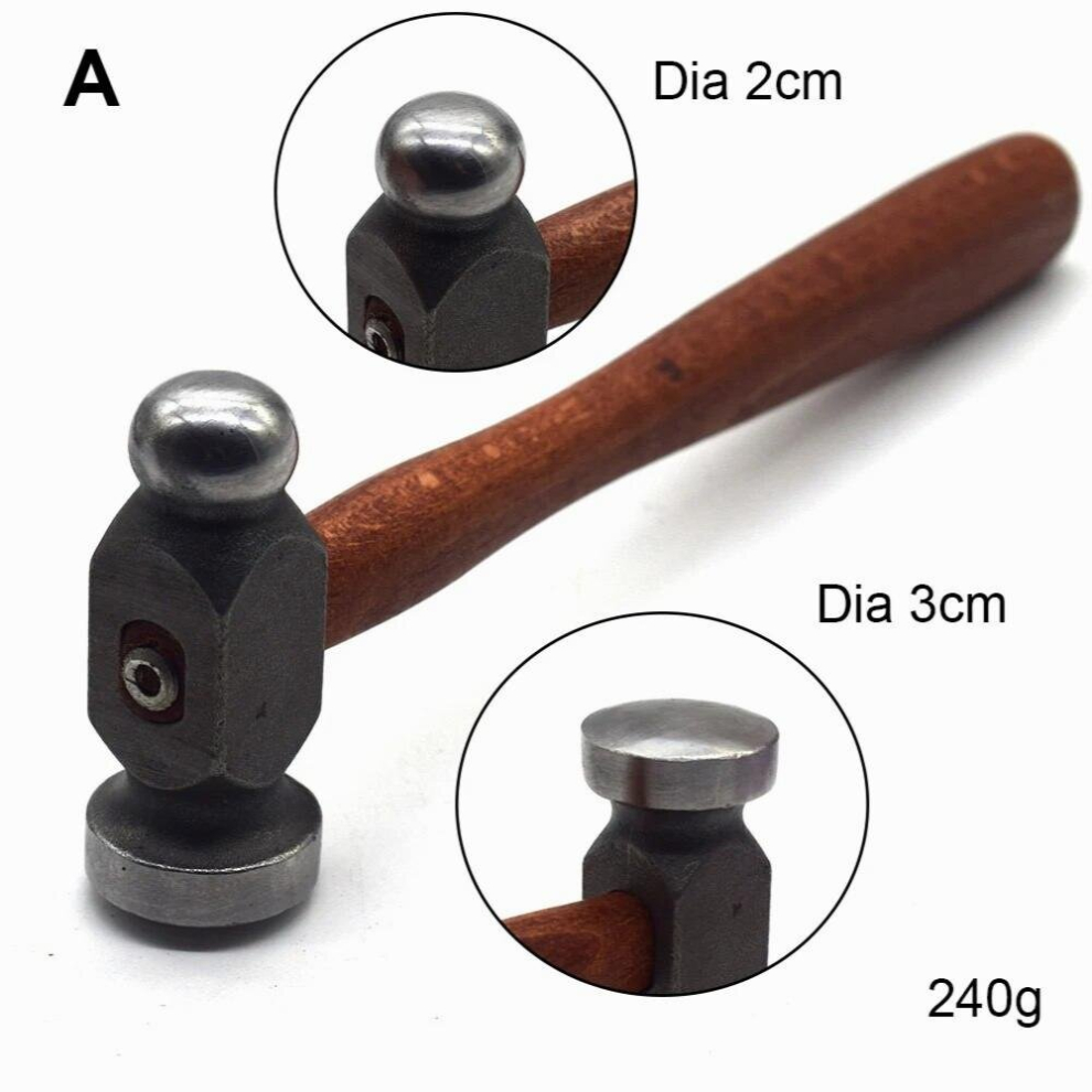 Double Head Smooth Planishing Chasing Hammer Flat Convex Spherical Forging Hammer For Jewelers Silversmith Wooden Handle 885668007413