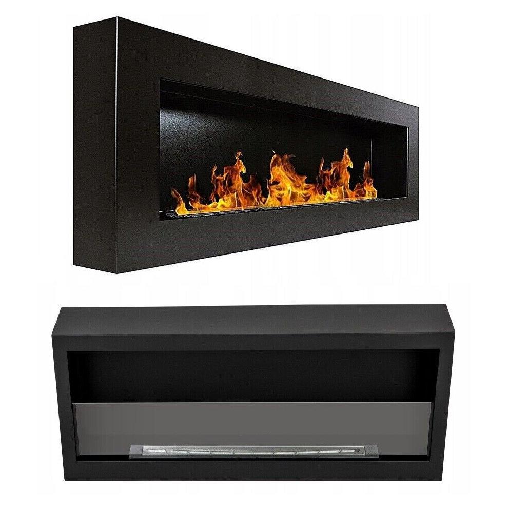 (Fireplace with glass) Bio Ethanol Bioethanol Fireplace B2C BOX 1200 x 400 Black Eco Product Bioethanol