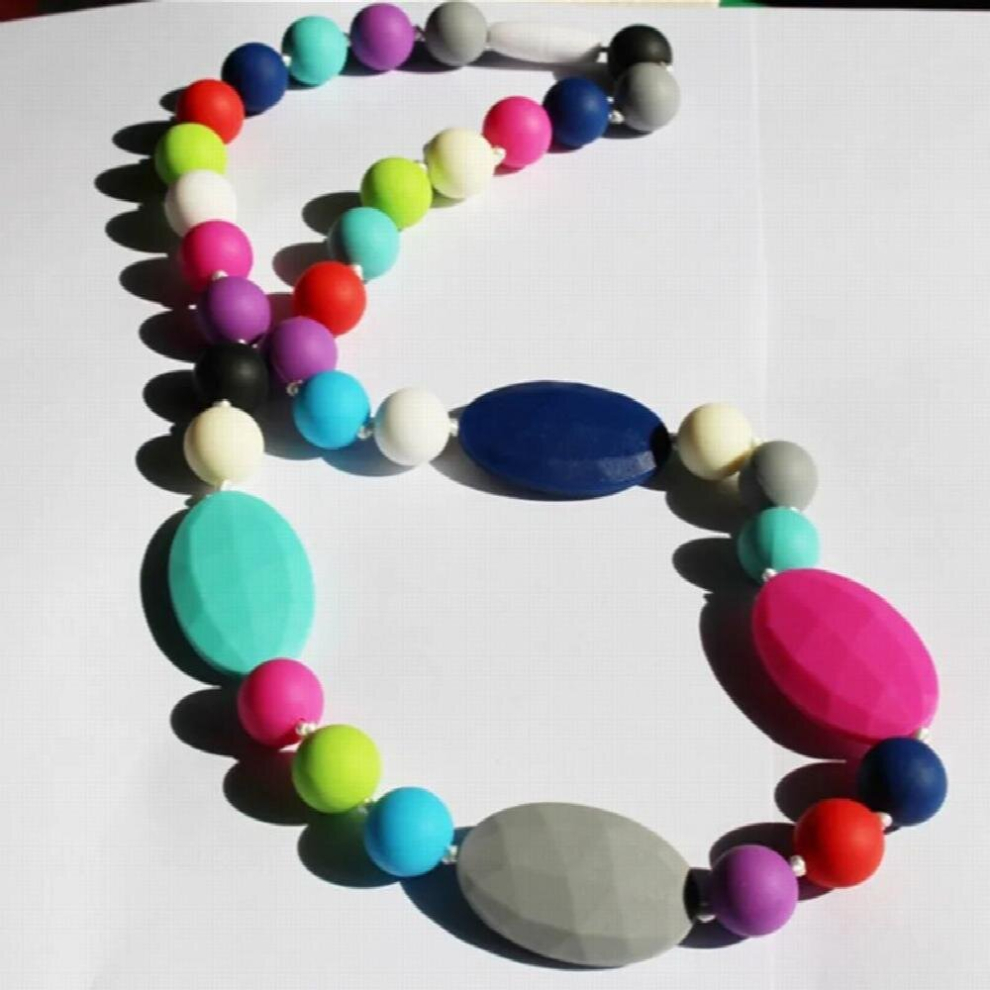 Baby and Mommy Beads Food Silicone Teething Necklace Pendants Nursing necklace rainbow chew necklace,baby teether bead necklace
