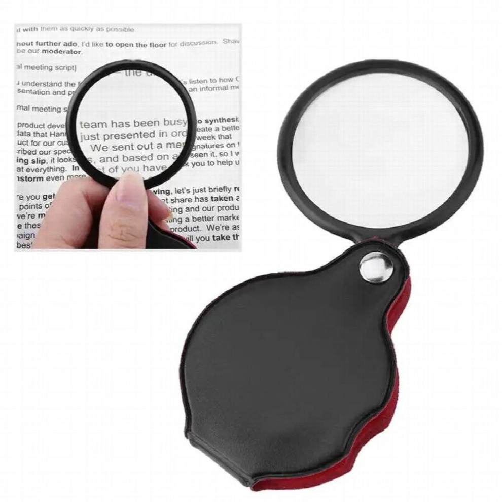 8X 55mm Handheld Magnifier Reading Magnifying Glass Magnifier Lens Foldable Pocket Jewelry Loop Mini Loupe with Pouch
