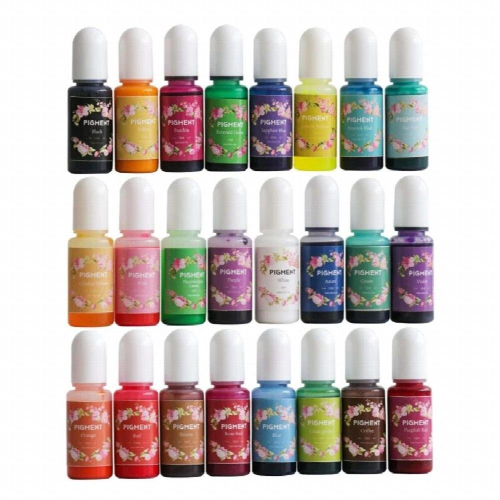 24 Bottles Alcohol-Based Inks & 24 Translucent Crystals Epoxy Resin Pigment Kit 1