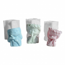 F19D Silicone Flower Pot Mold Succulent Planter Pot Mold Angel Gypsum Clay Mould