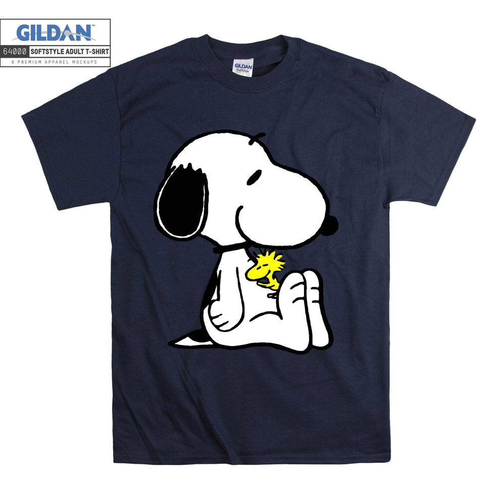 (Large, Navy) Snoopy And Woodstock Poster Black Women T Shirt T-Shirt Tshirt Top