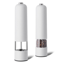 (White) Electric Salt Pepper Mill Grinder Adjustable Coarseness