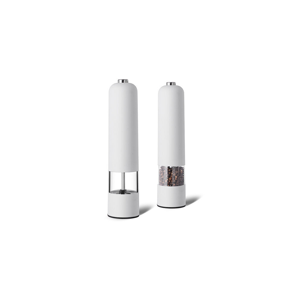 (White) Electric Salt Pepper Mill Grinder Adjustable Coarseness