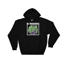 (Large, Black) Be Incredible Poster Hulk Black Men Women Unisex Hooded Sweatshirt Hoodie