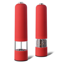 (Red) Electric Salt Pepper Mill Grinder Adjustable Coarseness