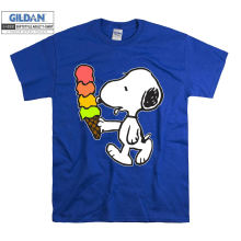 (X-Large, Blue) Snoopy Eat Ice Cream Men Women Unisex Top T Shirt T-Shirt Tshirt