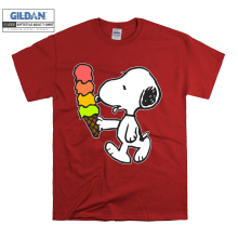 (X-Large, Red) Snoopy Eat Ice Cream Men Women Unisex Top T Shirt T-Shirt Tshirt