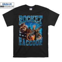 (Medium, Black) Rocket Raccoon Poster Men Women Unisex Top T Shirt T-Shirt Tshirt